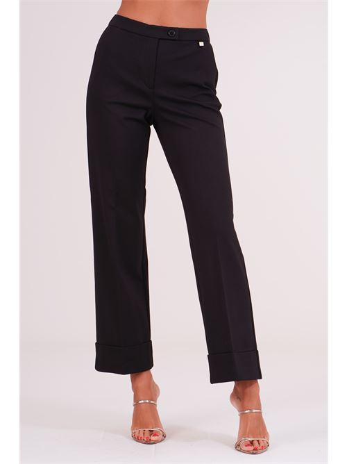 Pantalone in punto milano con risvolto